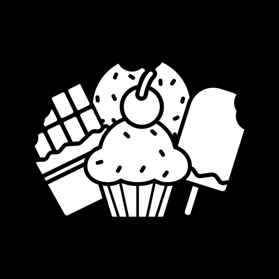 Dessert and treats dark mode glyph icon vector