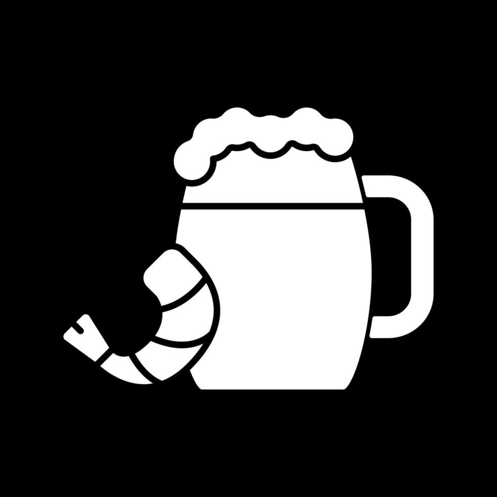 Beer with snack dark mode glyph icon vector