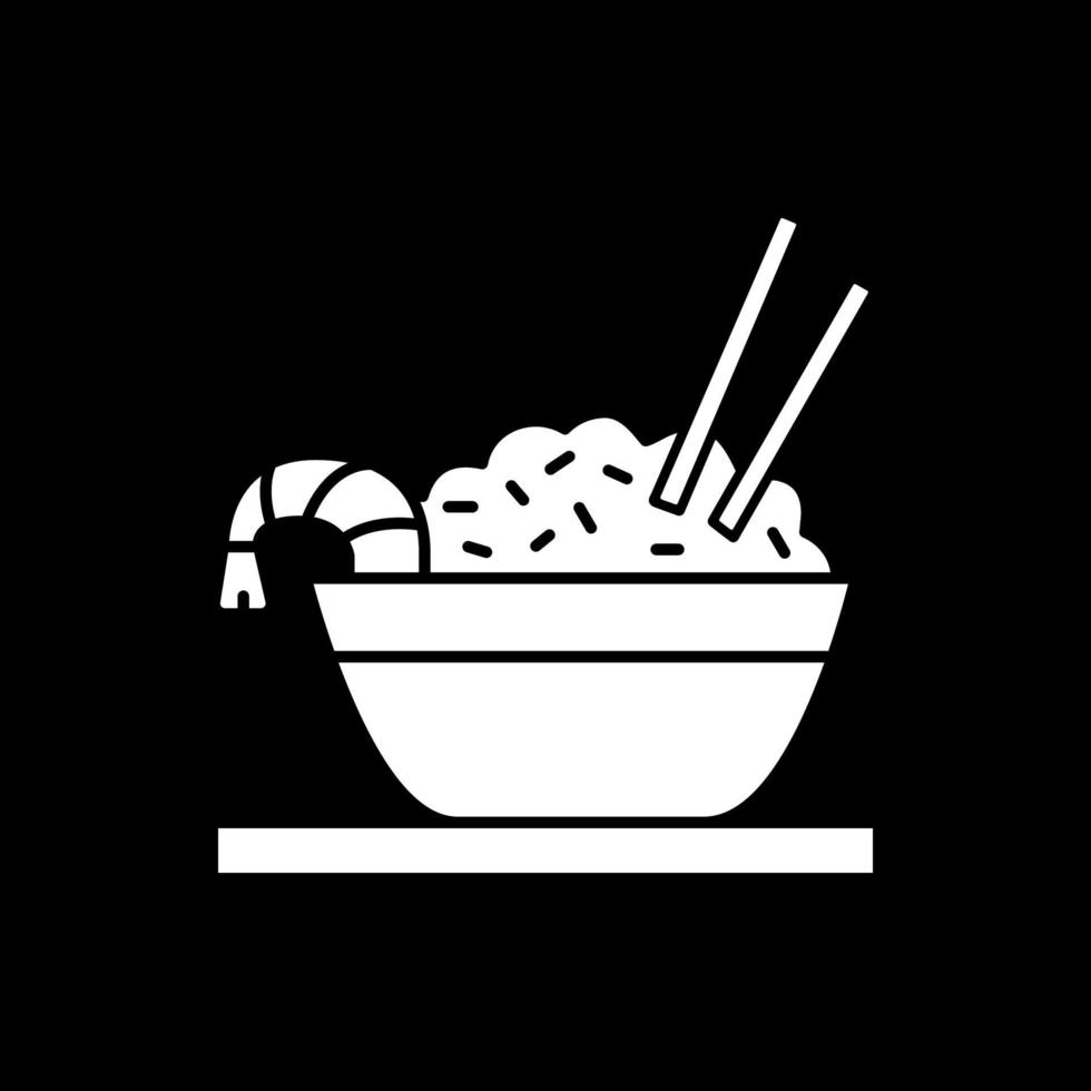 Rice with prawn dark mode glyph icon vector