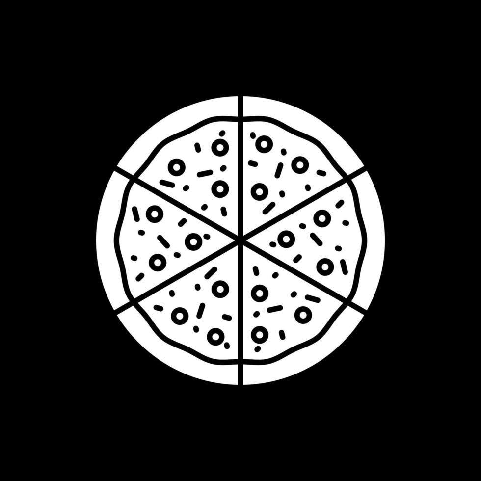 Cut slices of pizza dark mode glyph icon vector