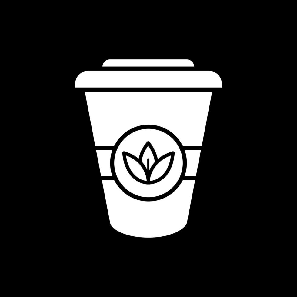 Herbal tea to go dark mode glyph icon vector
