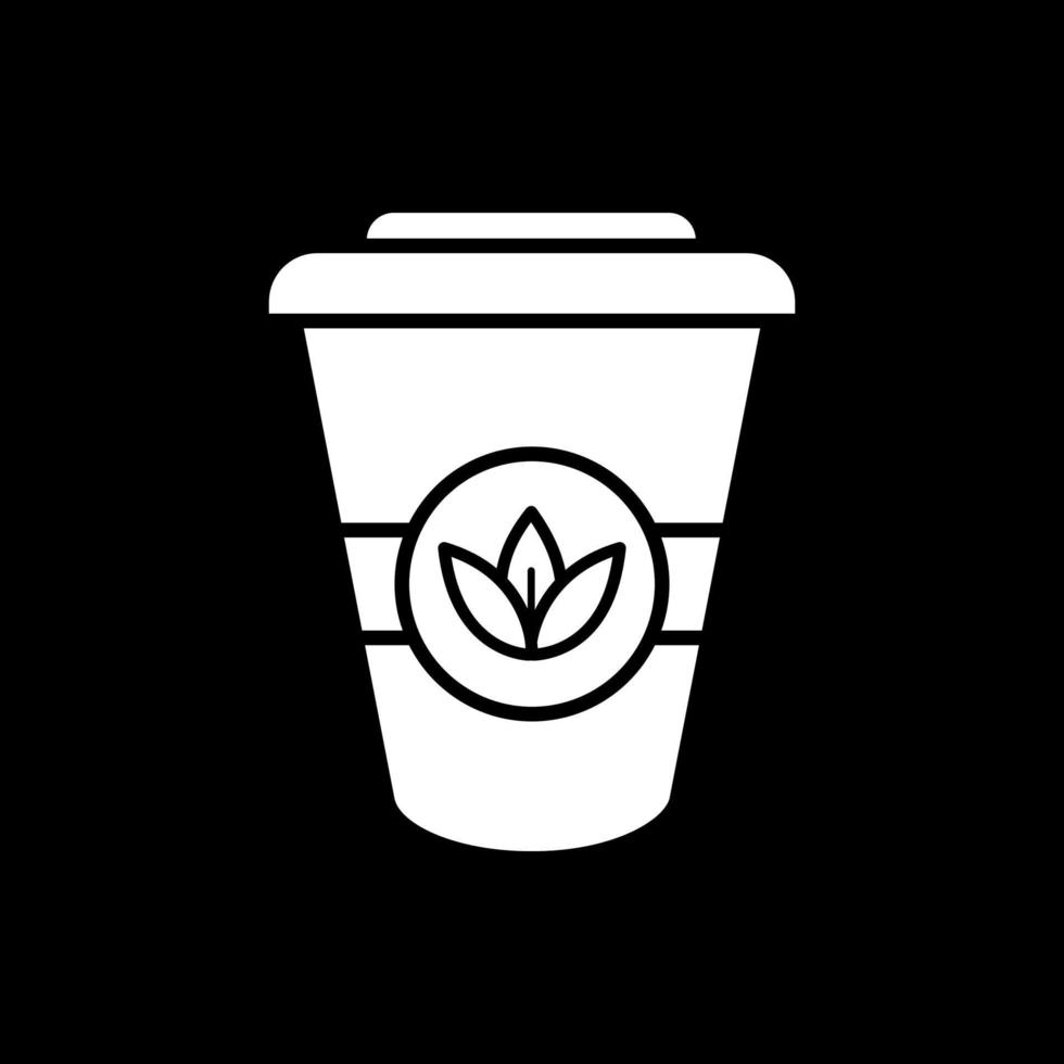 té de hierbas para ir al icono de glifo de modo oscuro vector