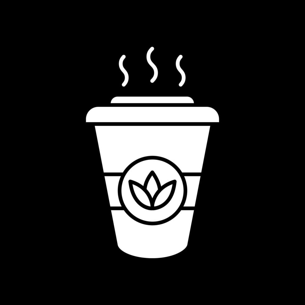Hot herbal tea to go dark mode glyph icon vector