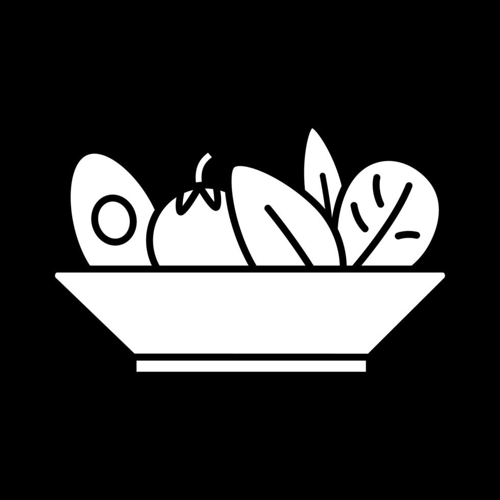 Salad bowl dark mode glyph icon vector