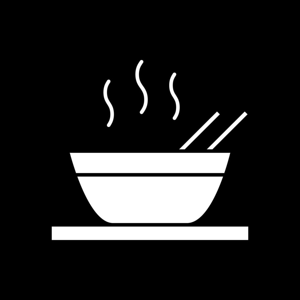 Hot food in bowl dark mode glyph icon vector