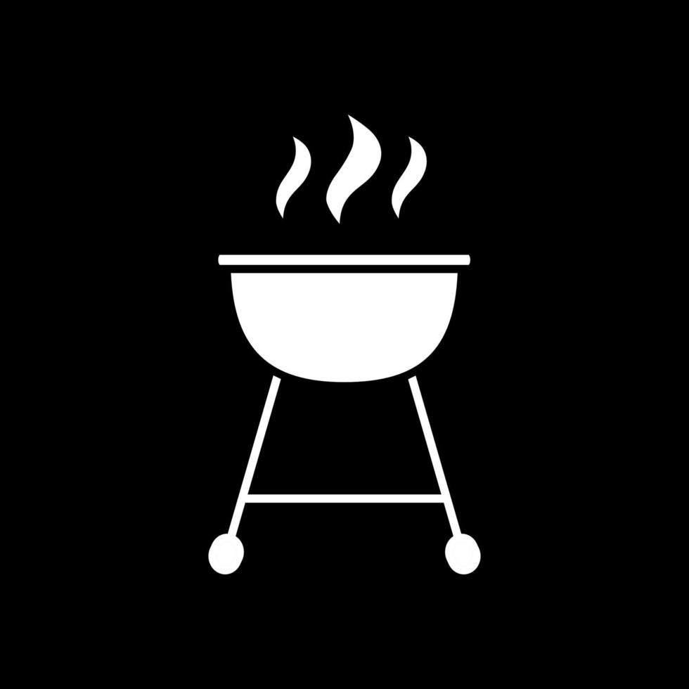 parrilla fuego icono de glifo de modo oscuro vector