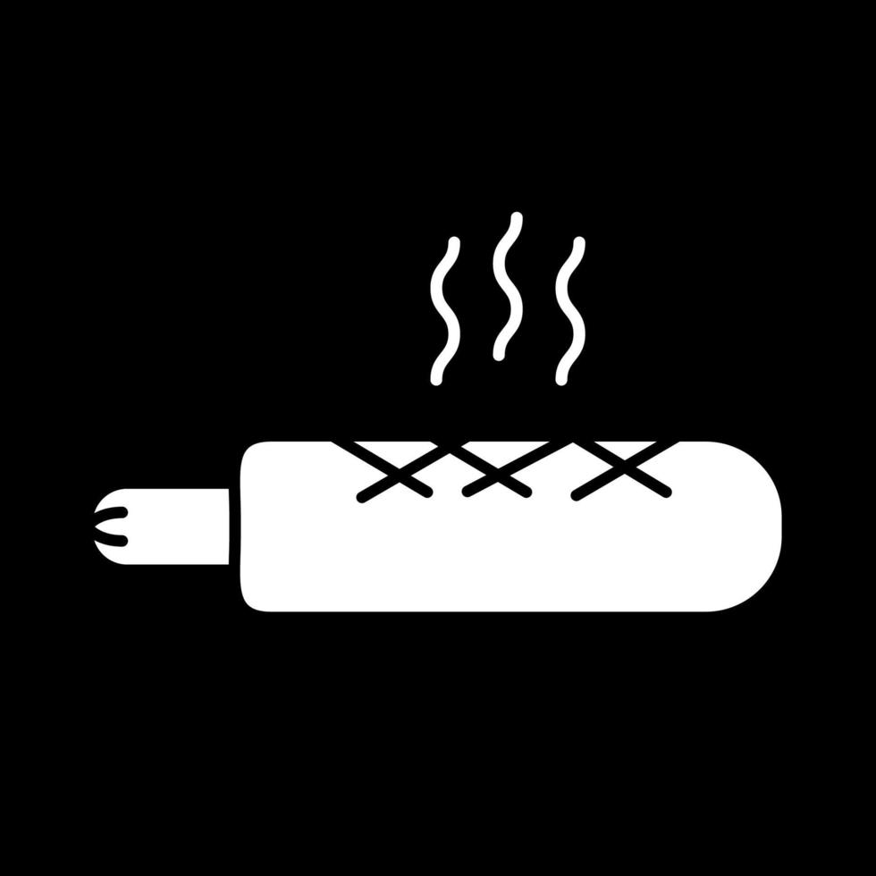 Steaming french hot dog dark mode glyph icon vector