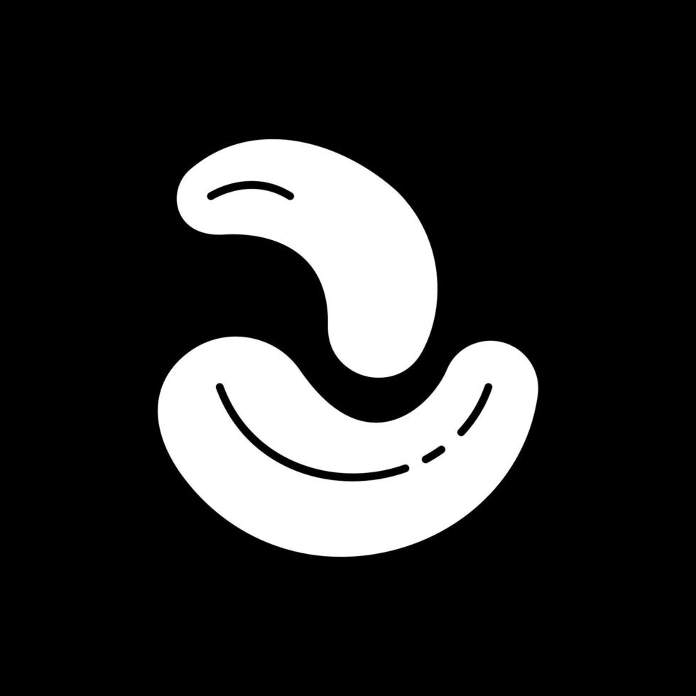 Cashew nuts dark mode glyph icon vector