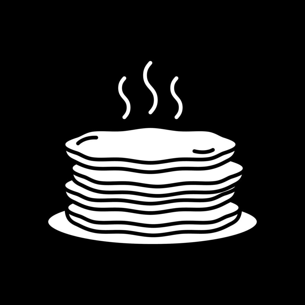 Stack of hot pancakes dark mode glyph icon vector