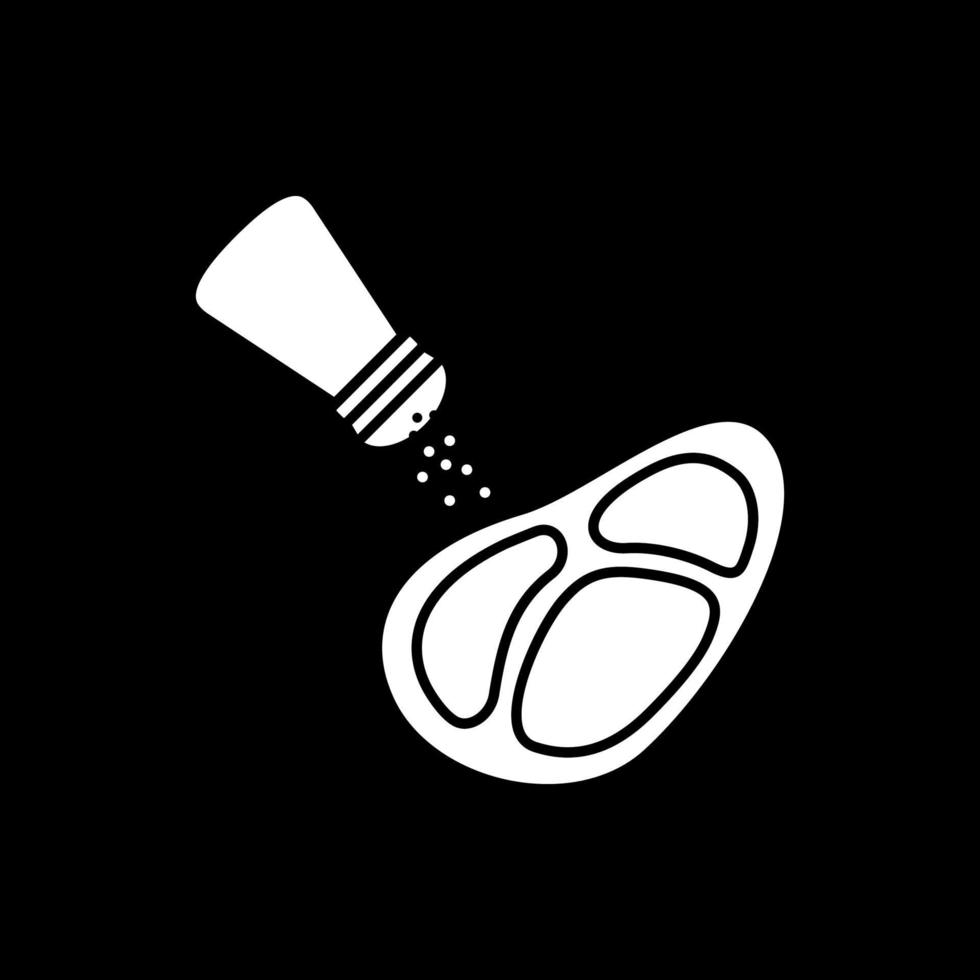 Salting meat for cooking dark mode glyph icon vector