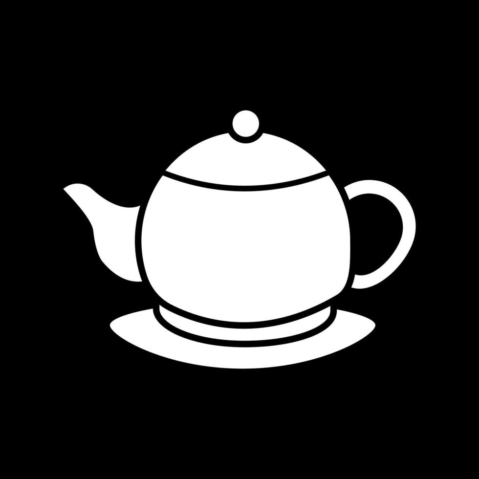 Ceramic teakettle dark mode glyph icon vector