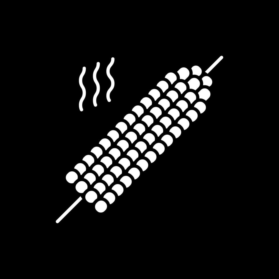 Grilled corn on cob dark mode glyph icon vector