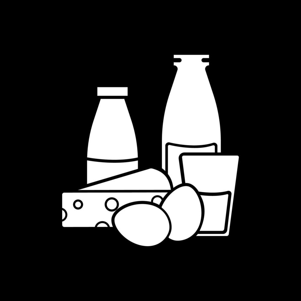 Dairy products dark mode glyph icon vector