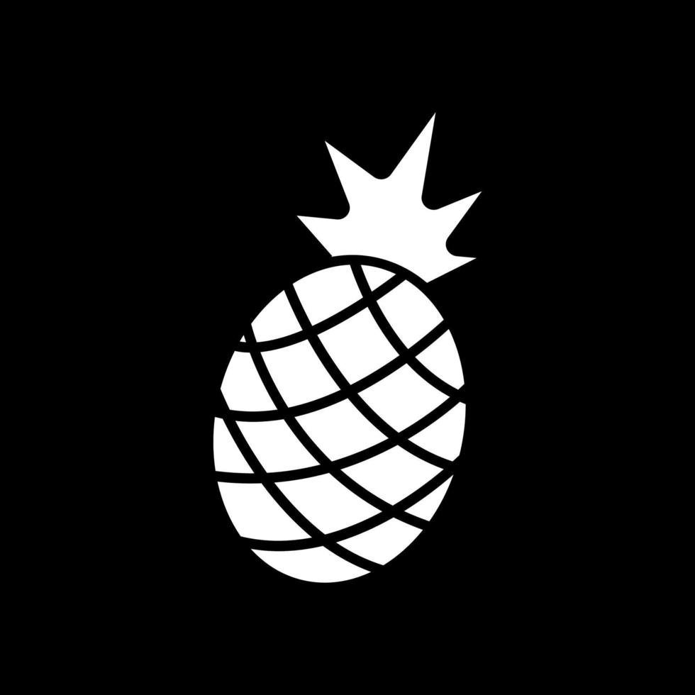 icono de glifo de modo oscuro de piña vector