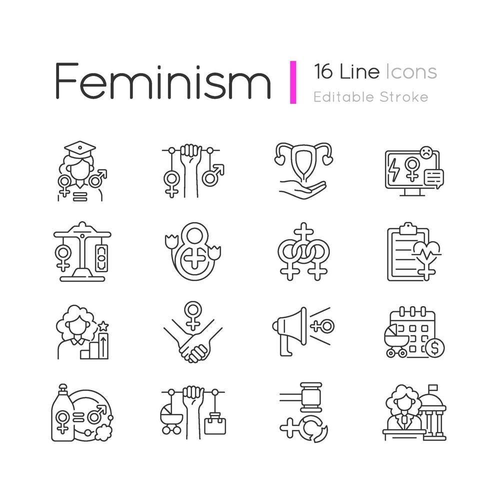 Women in government linear icons set vector