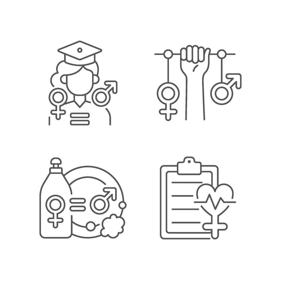 Equal education opportunities linear icons set vector