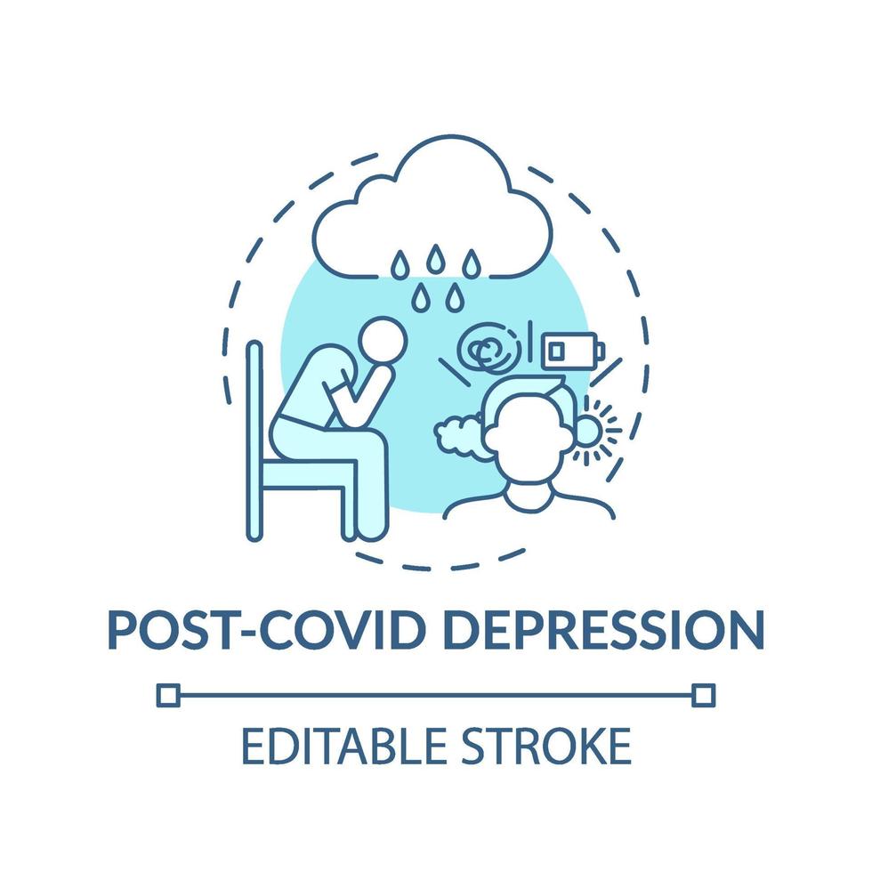 Post-covid depression concept icon vector