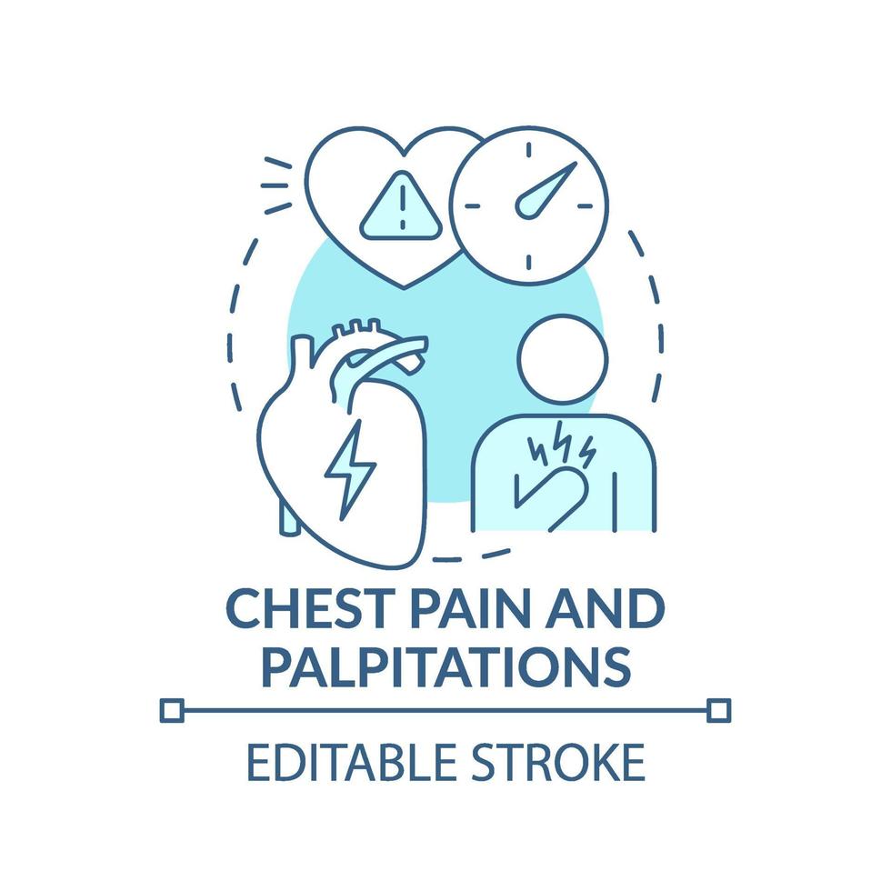 Chest pain and palpitations concept icon vector