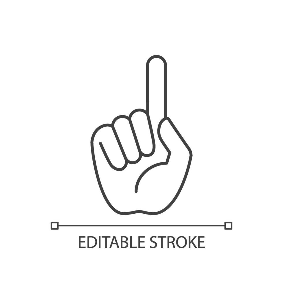 One finger pointing linear icon vector