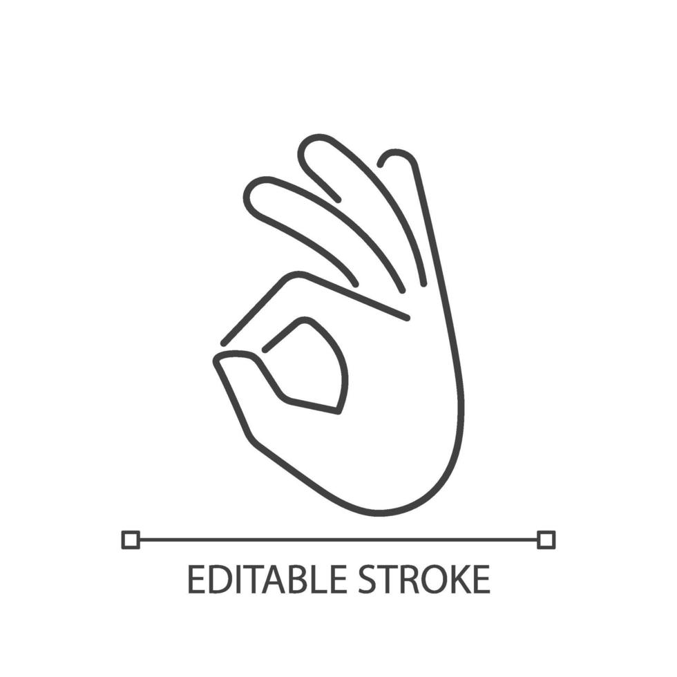 Okay gesture linear icon vector