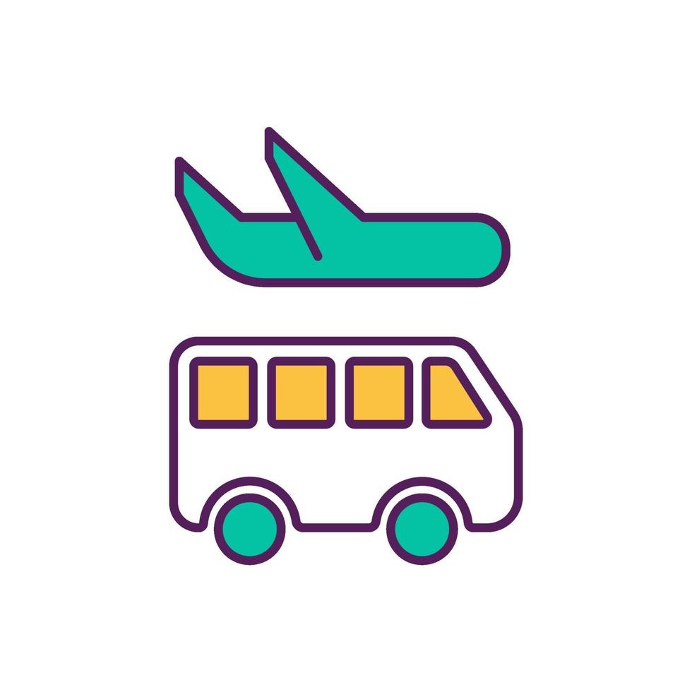 Bus and airplane color icon vector