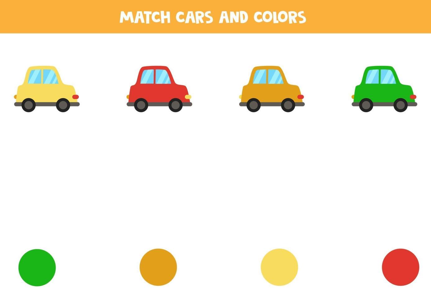 Color matching game for kids. Match cars and colors. vector