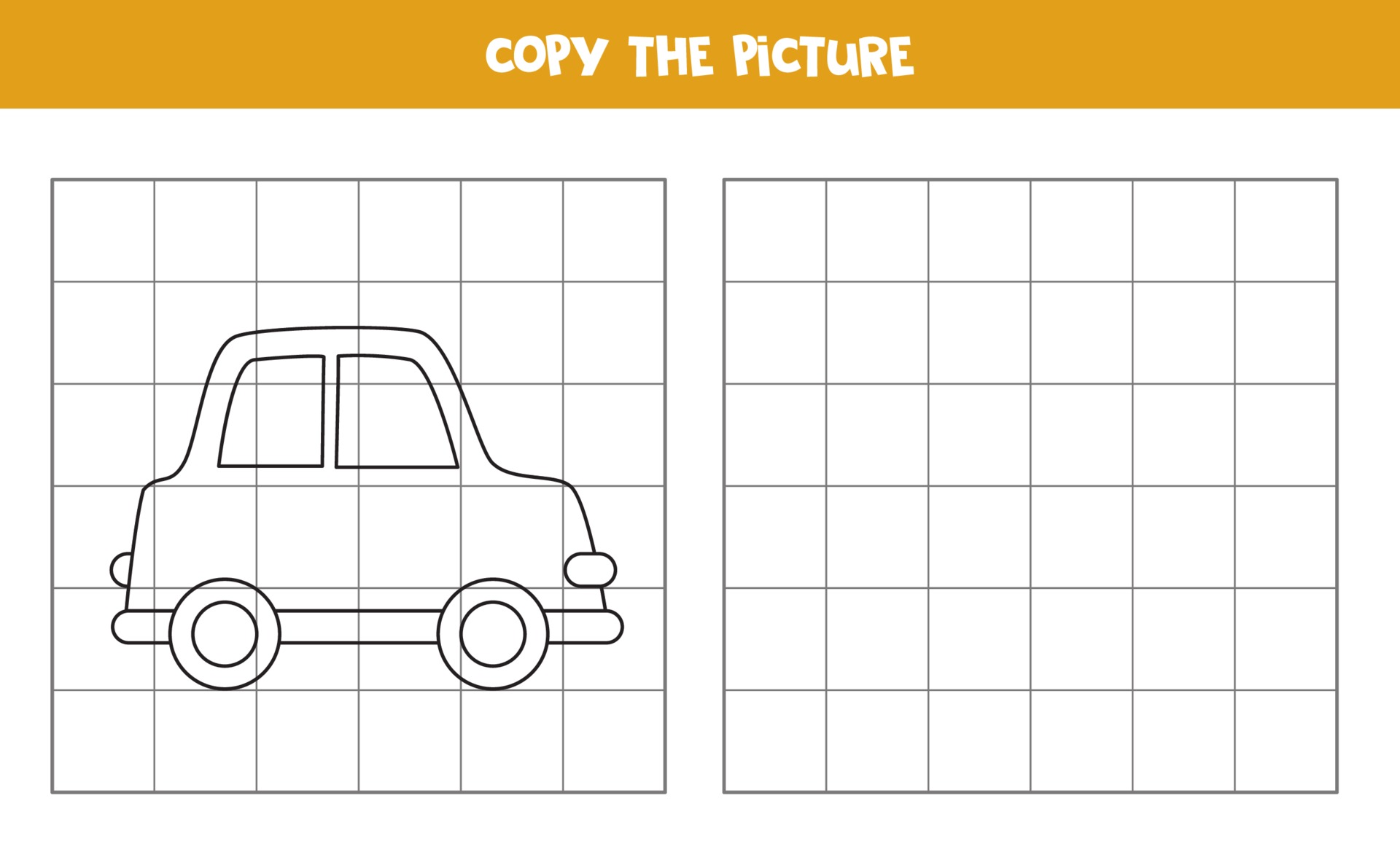 Copy the picture of cartoon car. Logical game for kids. 2103631 Vector ...