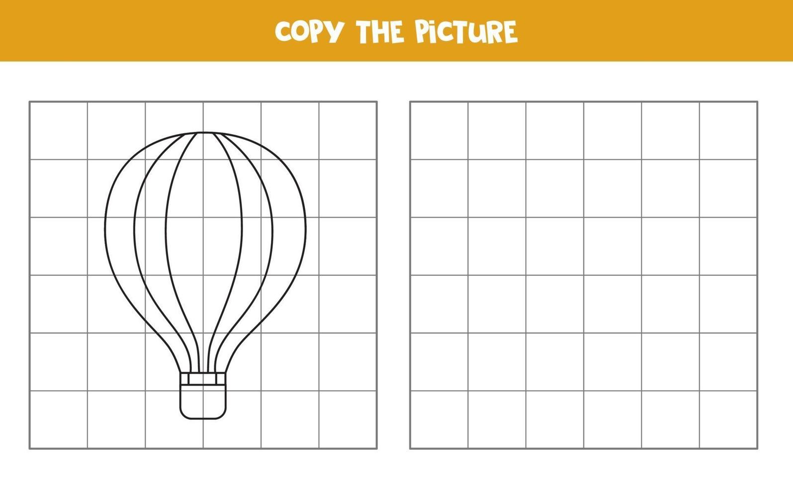 Copy the picture of hot air balloon. Logical game for kids. vector