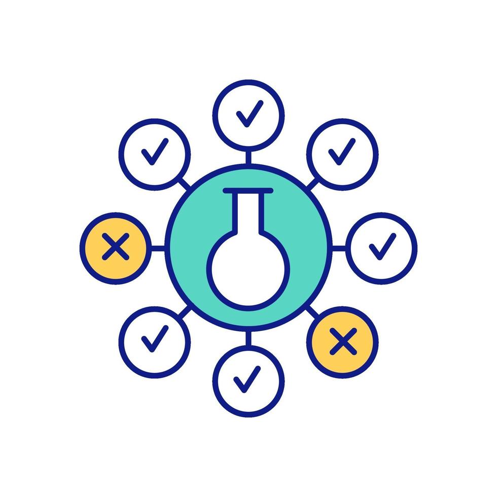 Scientific method and hypothesis testing color icon vector
