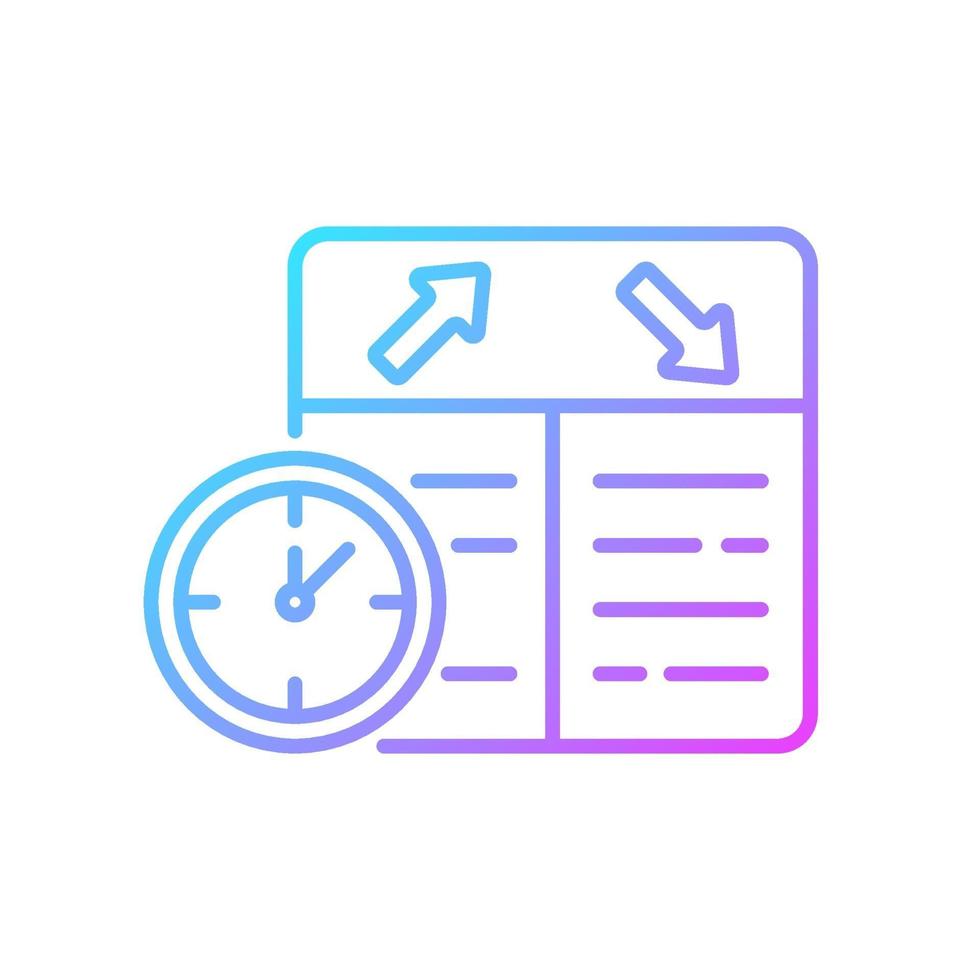 Flight scheduling gradient linear vector icon