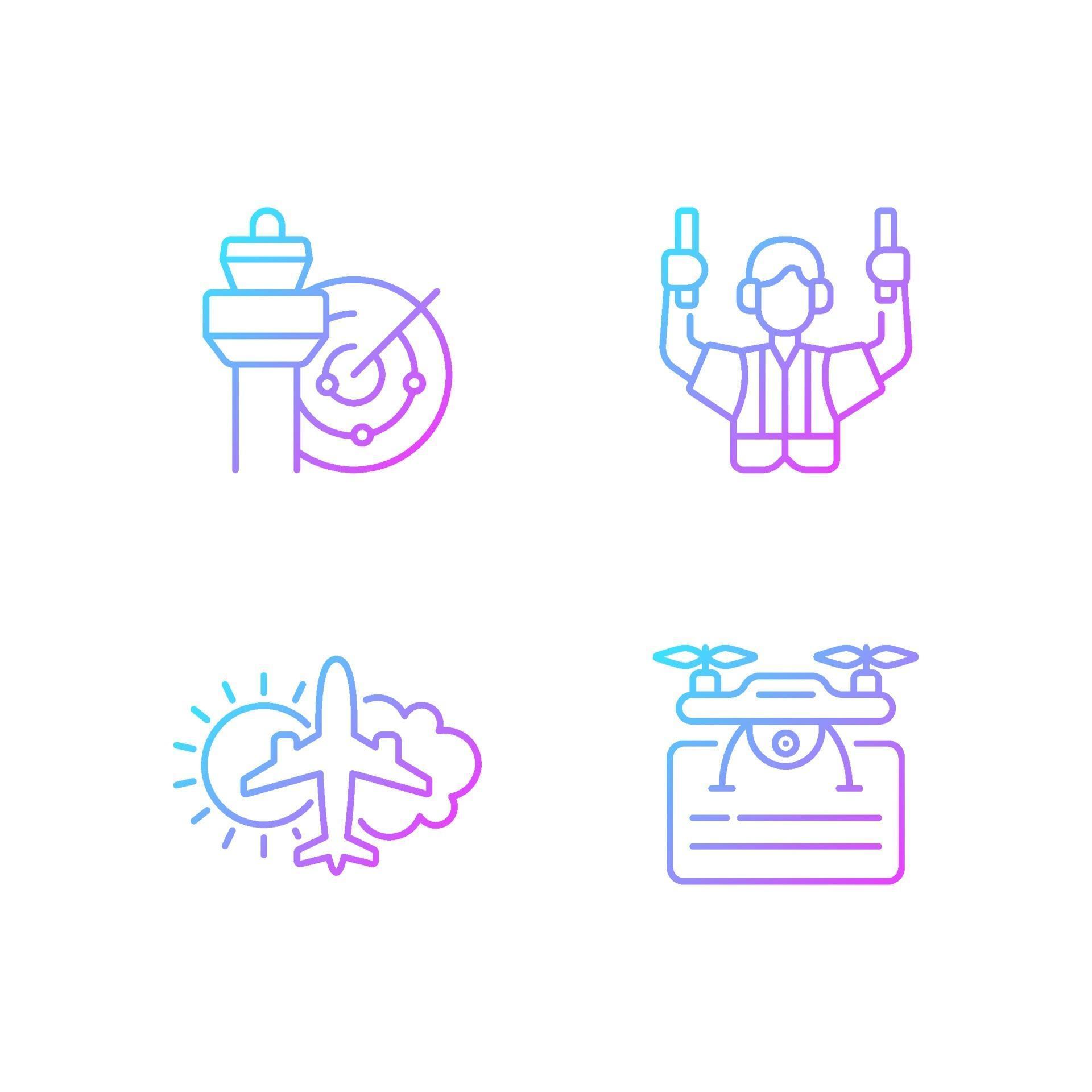 Flight dispatch gradient linear vector icons set 2103708 Vector Art at ...
