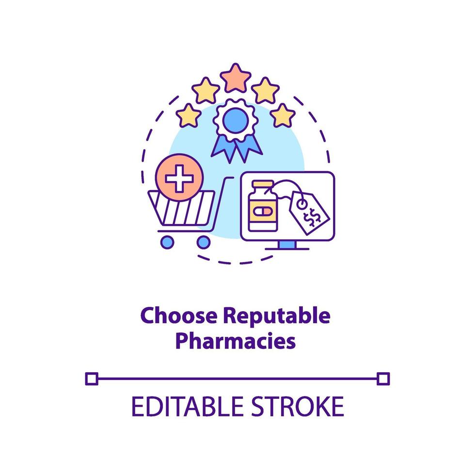 Choose reputable pharmacies concept icon vector