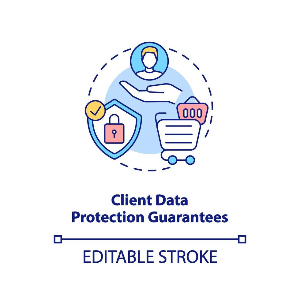 icono de concepto de garantías de protección de datos del cliente vector