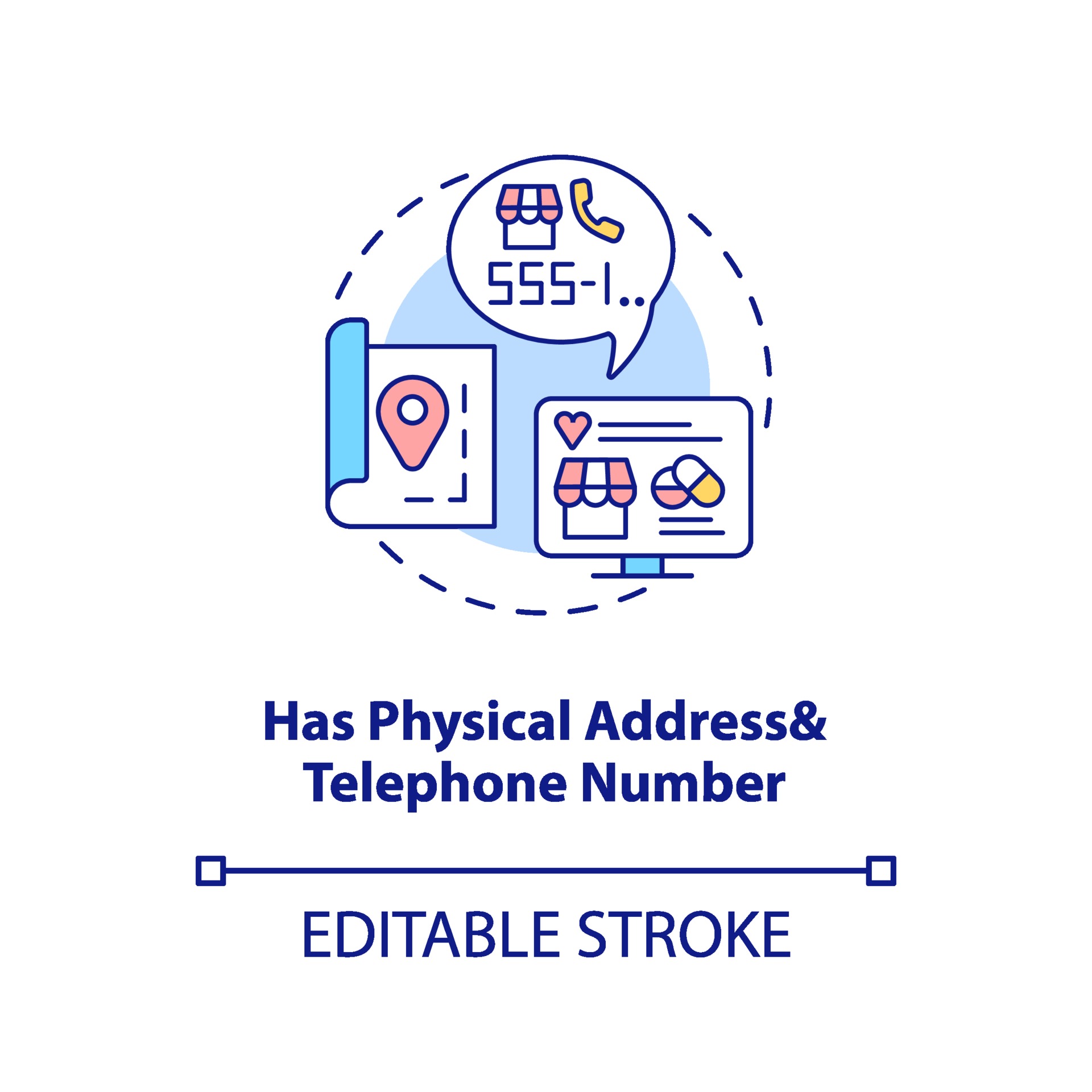 Has Physical Address And Telephone Number Concept Icon 2103720 Vector Art At Vecteezy