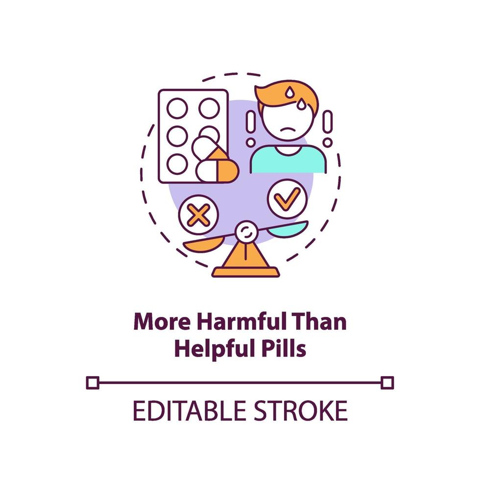 More harmful than helpful pills concept icon vector