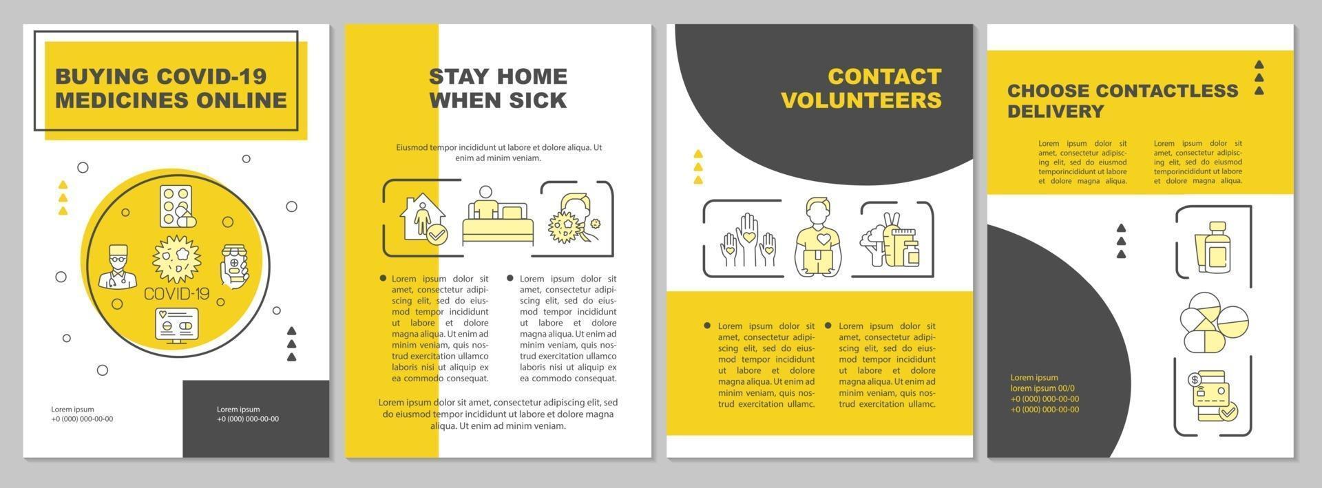 Buying covid medicine online brochure template vector