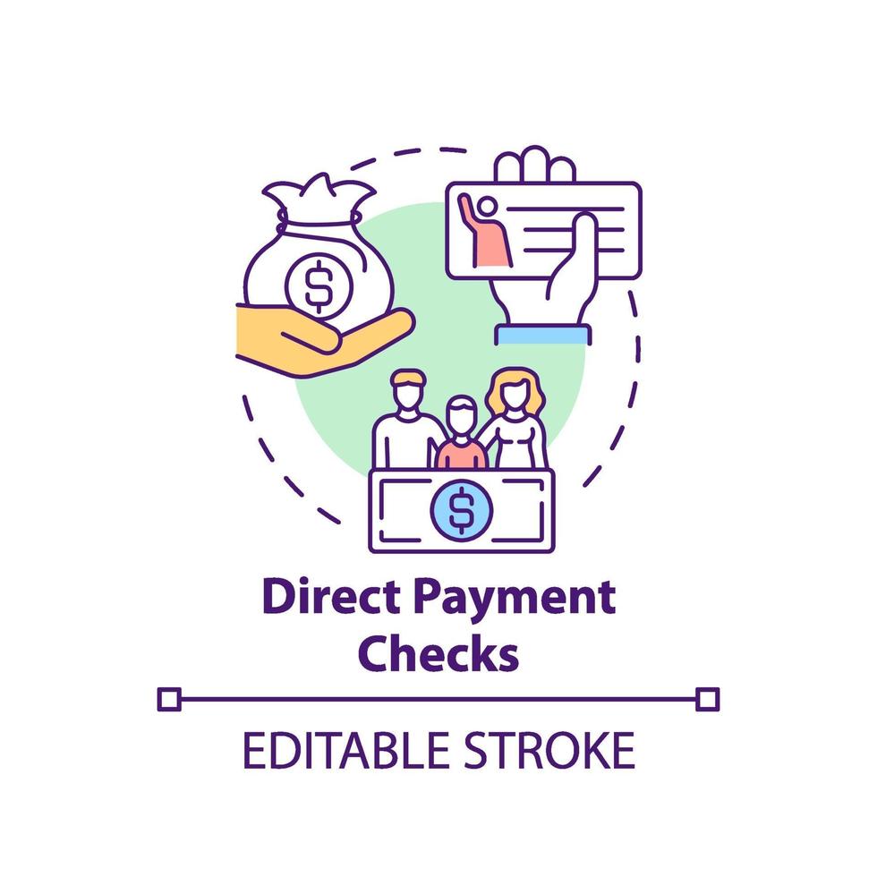 icono de concepto de cheques de pago directo vector