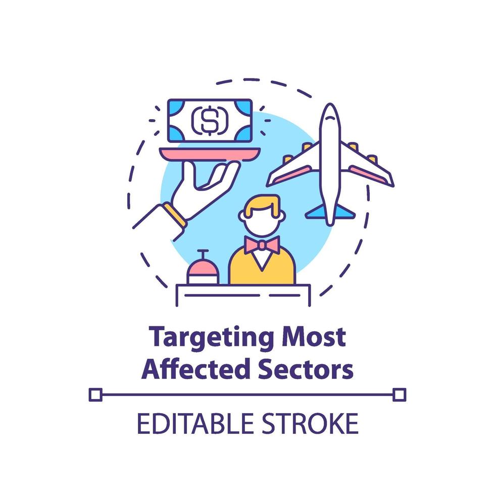 Targeting most affected sectors concept icon vector