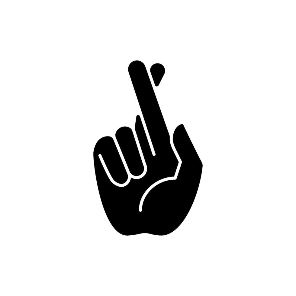 Crossed fingers black glyph icon vector