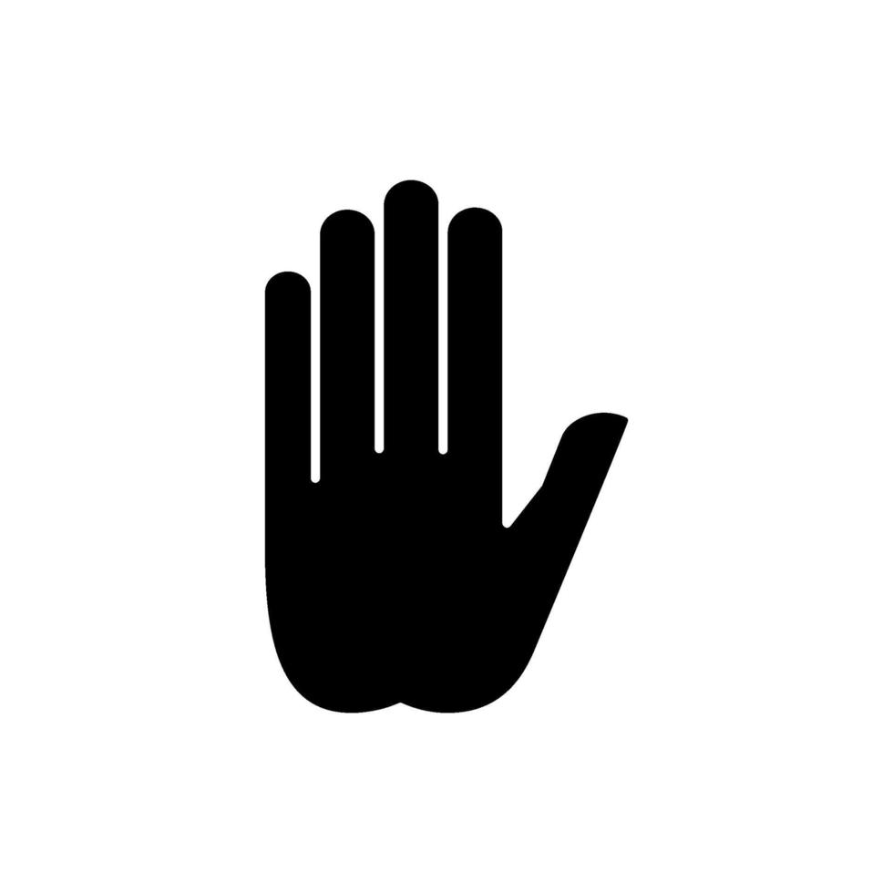 Stop gesture black glyph icon vector