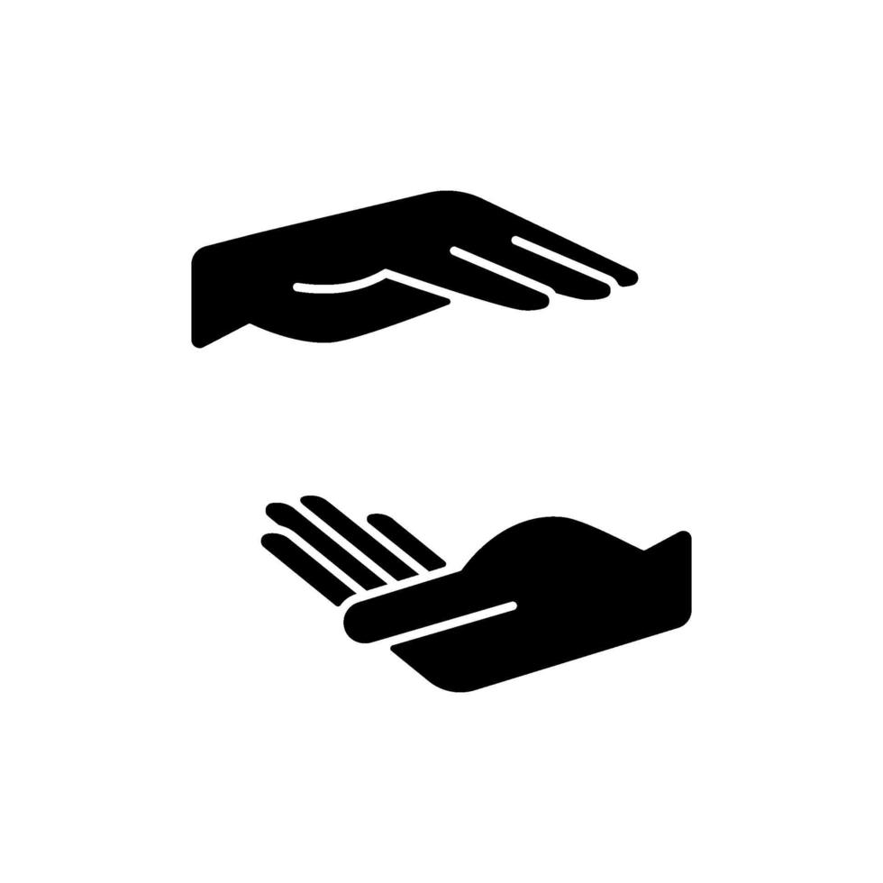 Two hands holding something black glyph icon vector