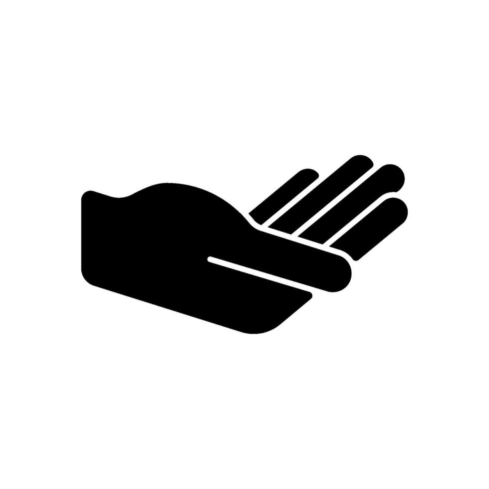 Hand holding something black glyph icon. vector