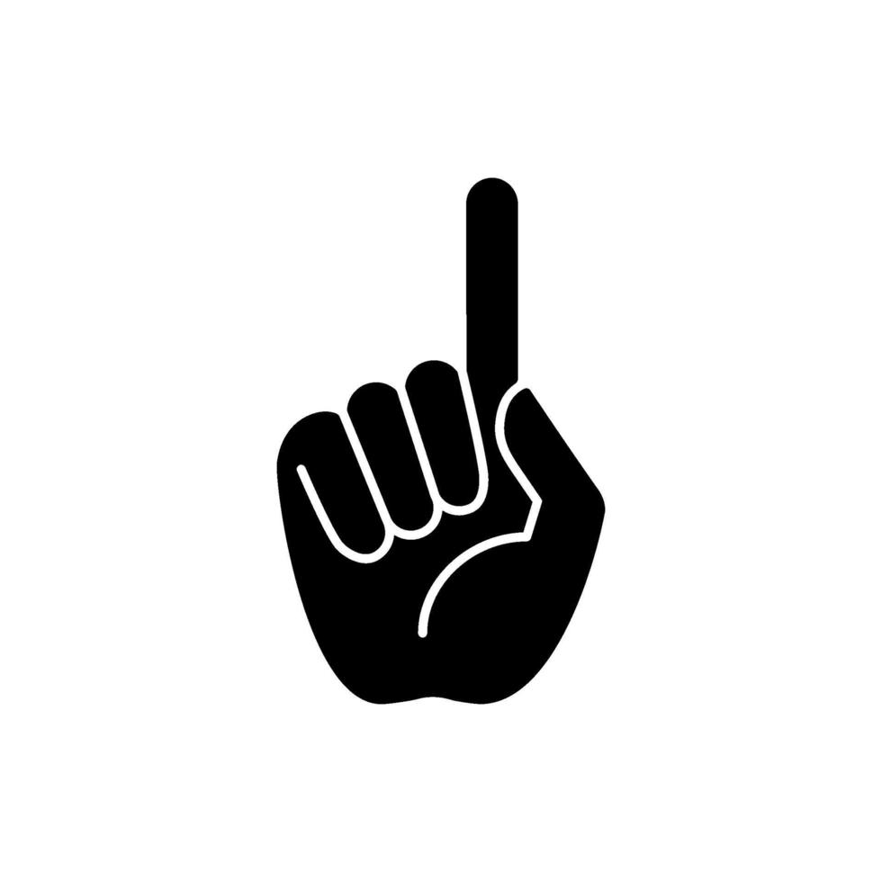 One finger pointing black glyph icon vector