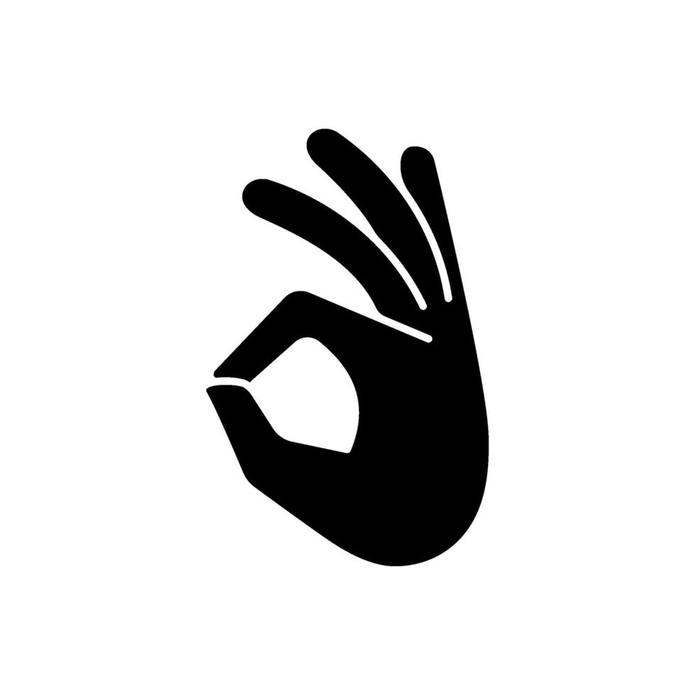 Okay gesture black glyph icon vector