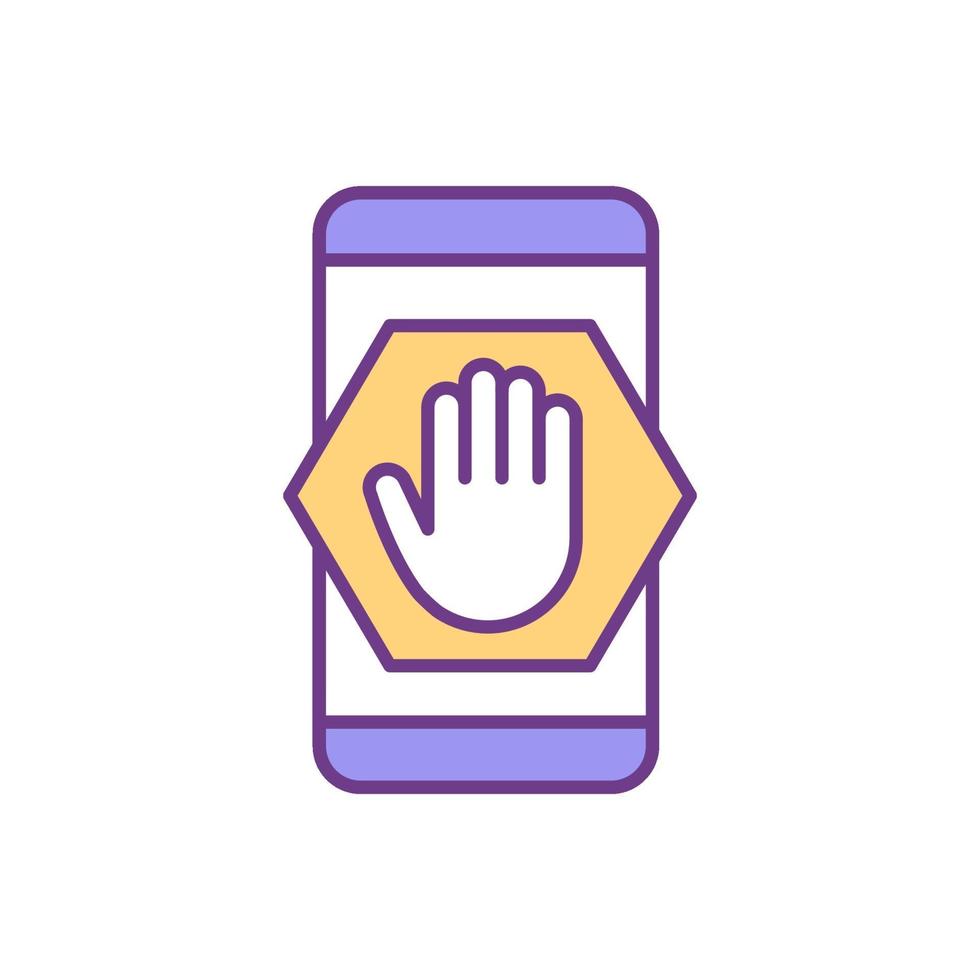 Phone addiction decreasing color icon vector