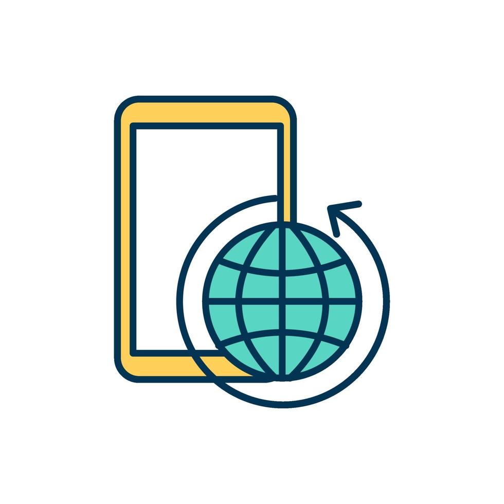 Mobile internet color icon vector