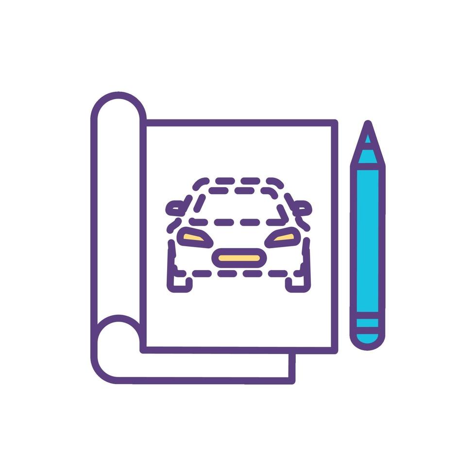 Sketching color icon vector