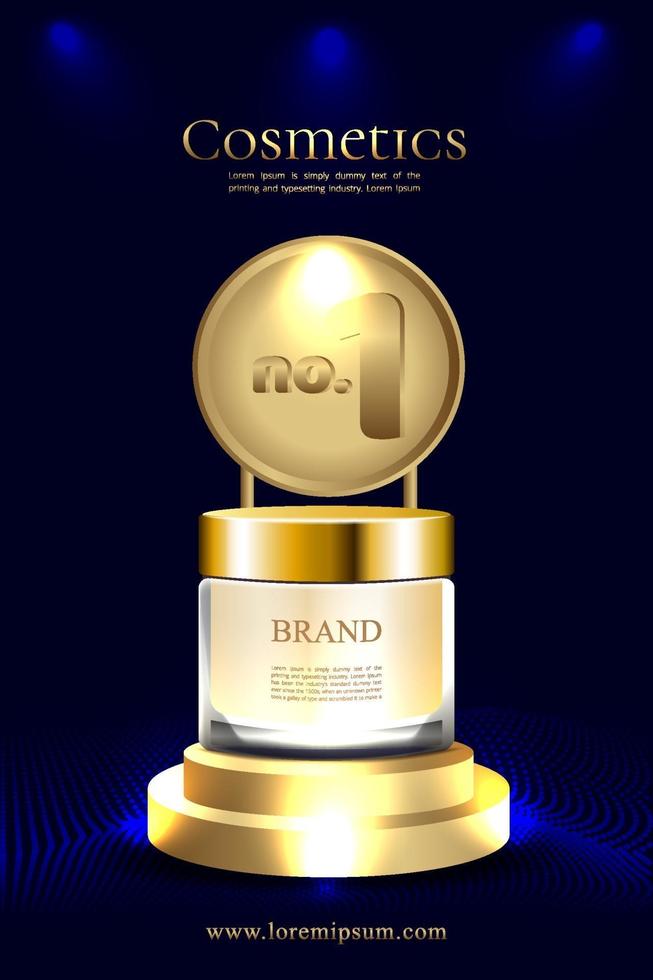 Gold podium for the best seller product with lighting effect vector