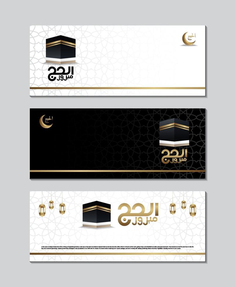 Banner muslim pilgrimage hajj with copy space illustration vector