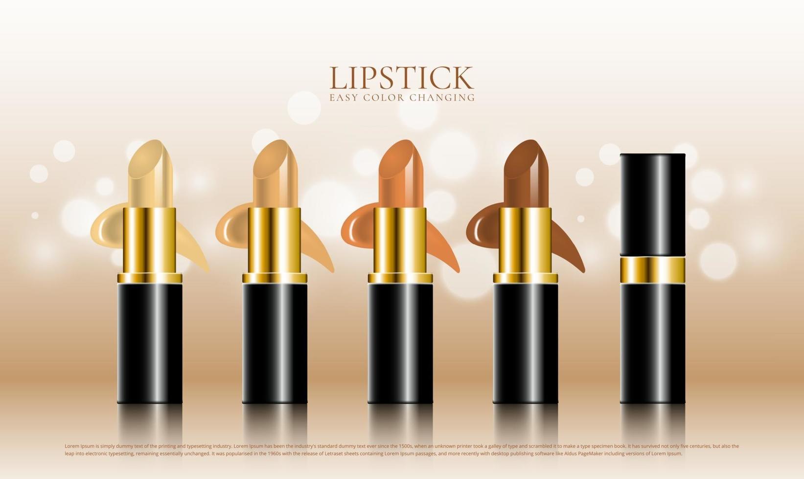 lápiz labial de color nude con manchas para ilustración publicitaria vector